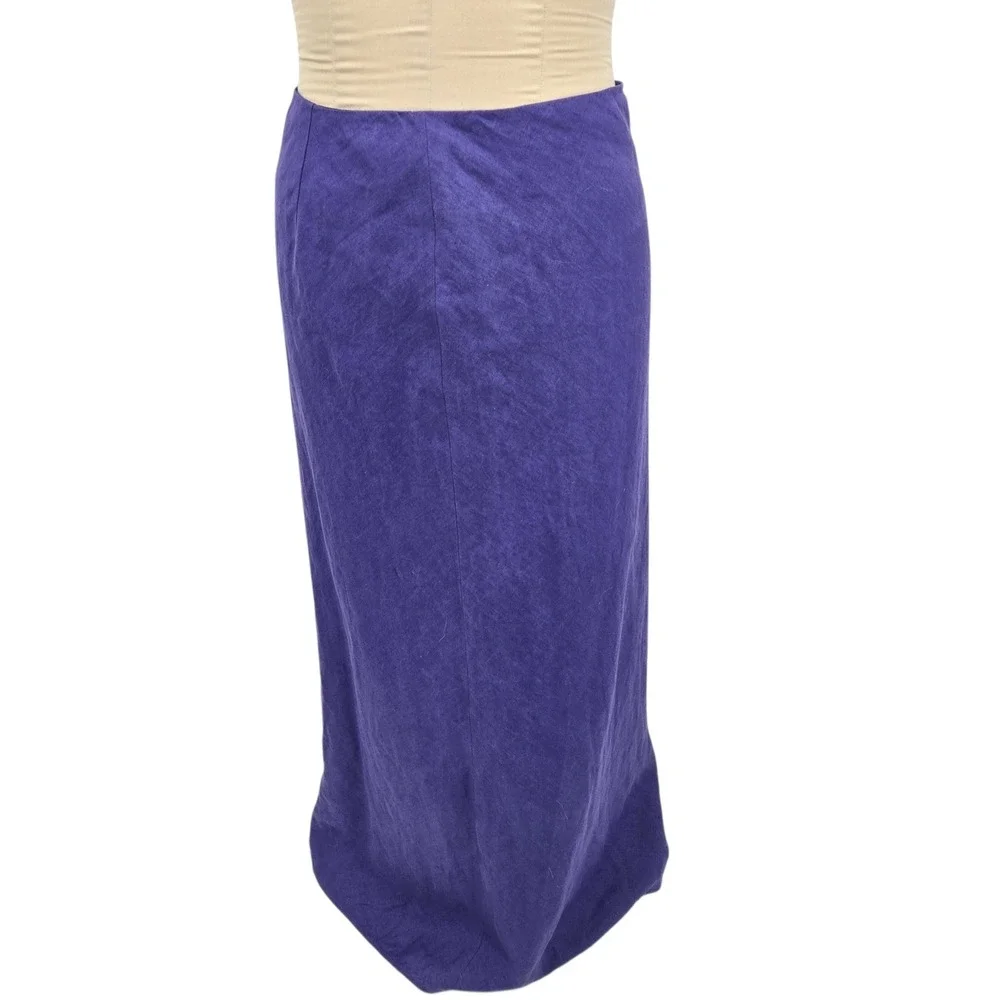 Brooks Brothers Maxi Skirt Women 12 Purple Irish Linen Lined Long Career Casual